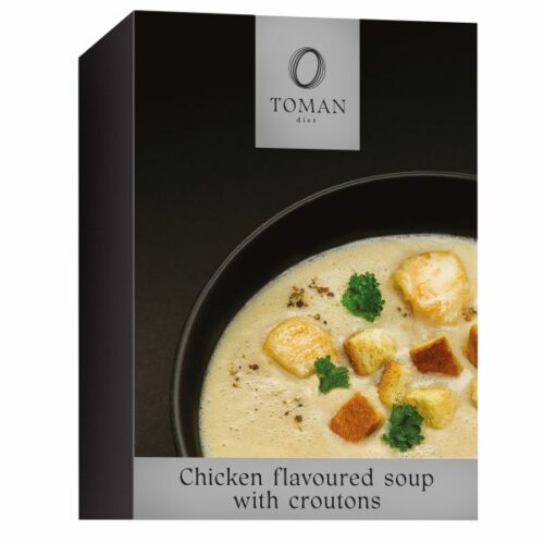 Csirke ízű leves krutonnal