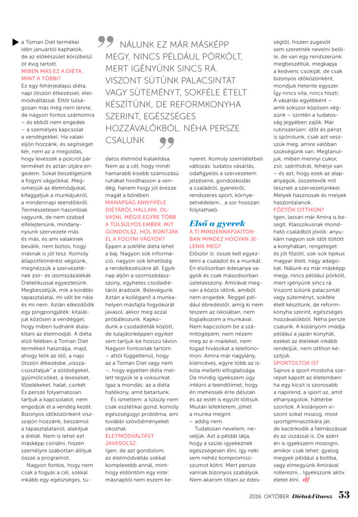 Tomán Szabina Diéta & Fitnesz interjú