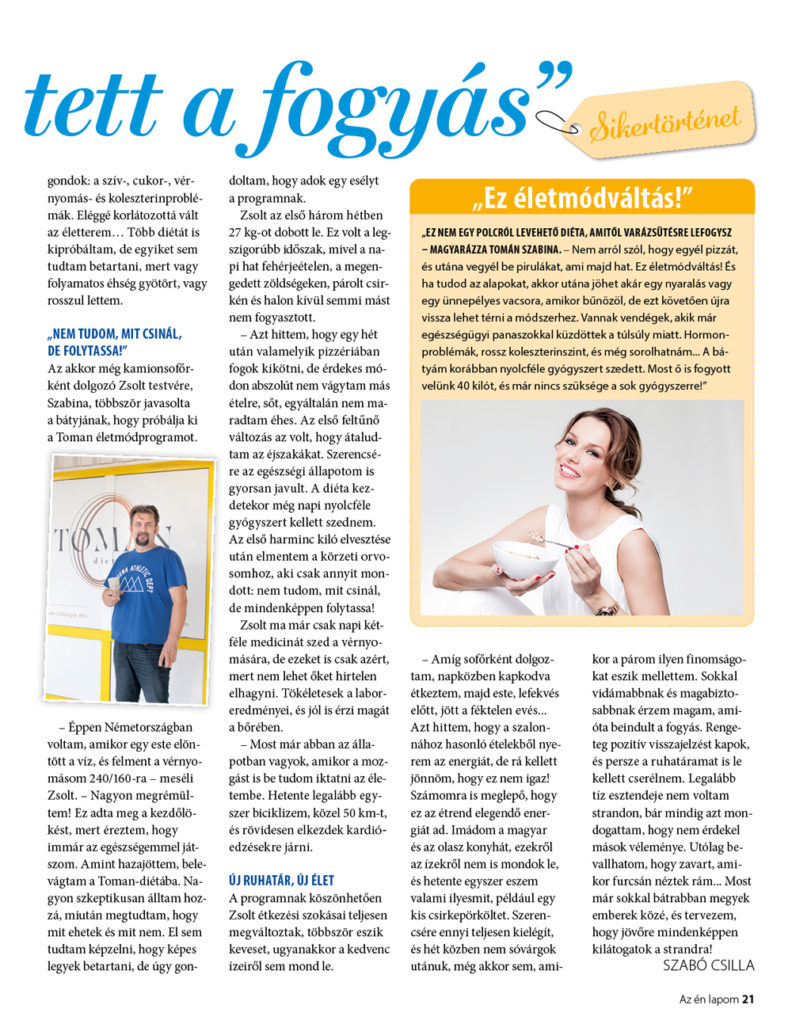 Toman Diet Fanny magazin cikk